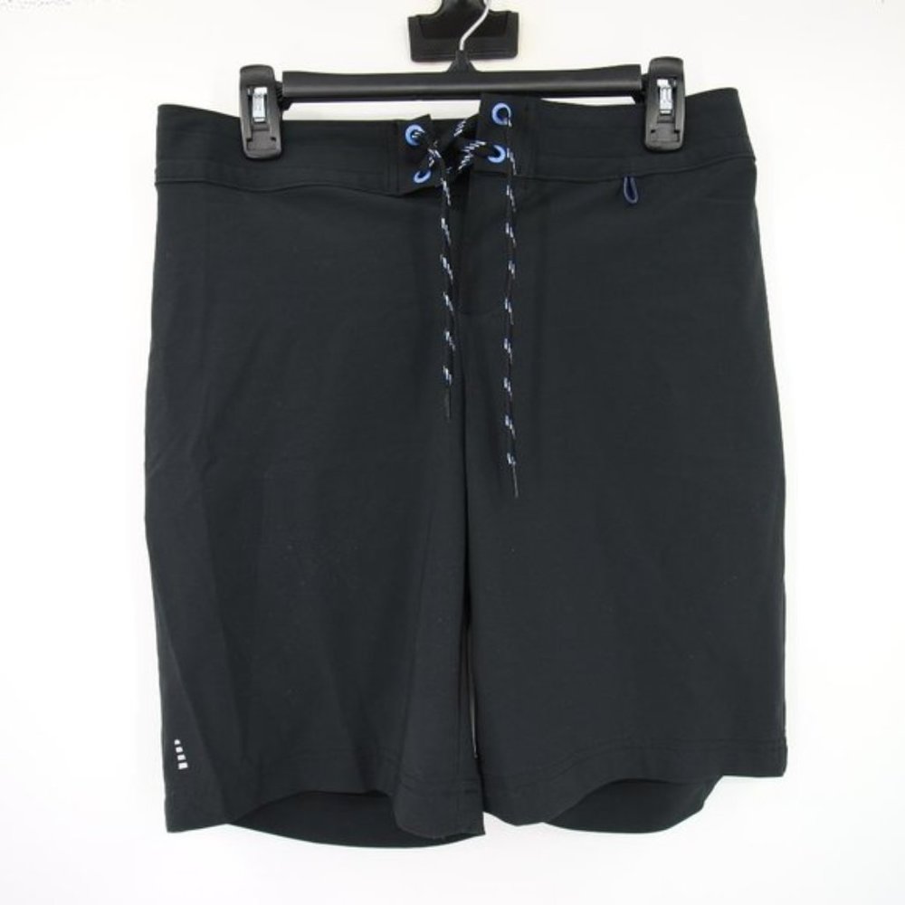 NWOT Lands End Board Shorts Swim Trunks Black Lace Up Size 4